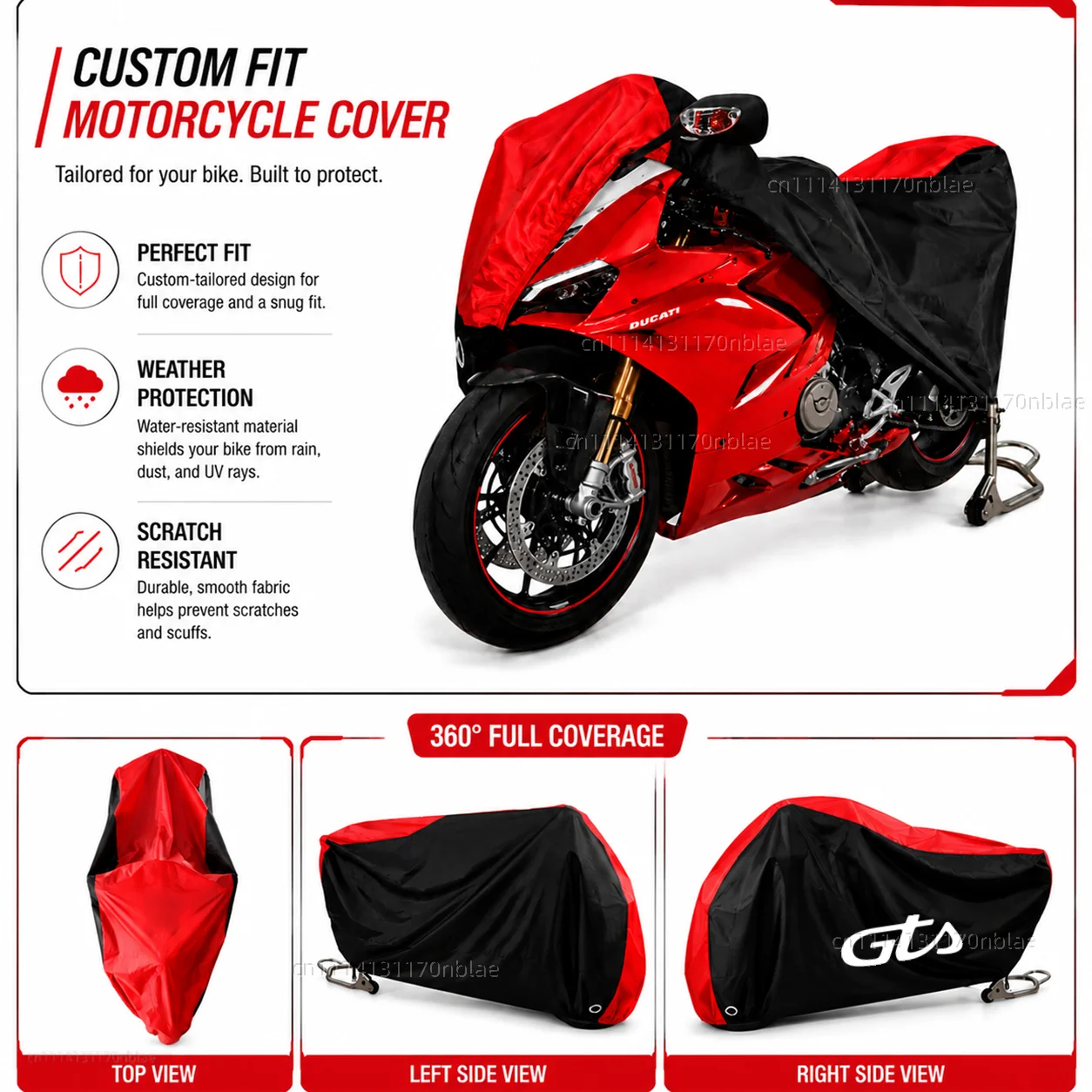 For Vespa GTS 125 150 300 Super 300 Super300 GTV 125 GTV 250 GTV 300 210D Motorcycle Cover Waterproof Dustproof UV Cover view 3