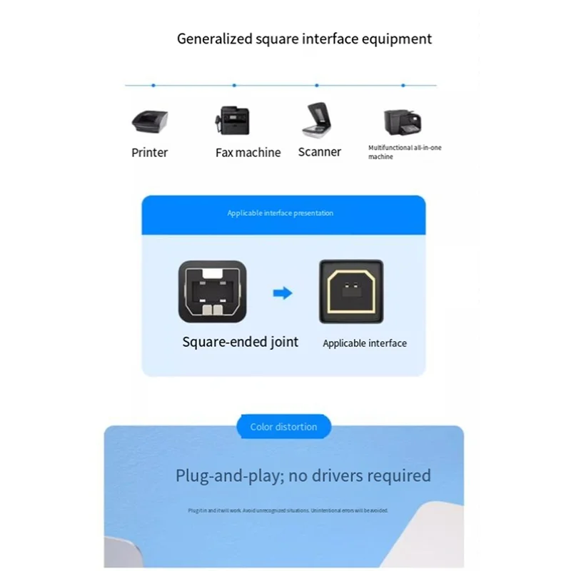 

【GLAD】Кабель для передачи данных принтера Кабель копировального аппарата Сканер USB-кабель для ПК Компьютерный кабель, подходит для других электронных офисных ссылок Кабель принтера
