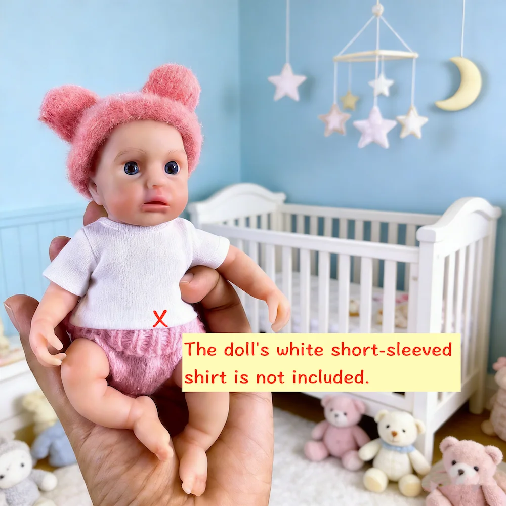 Mini 6 Inch 15CM Lifelike Full Silicone Reborn Baby LouLou Awake Doll Solid Silicone Soft Body Girl Birthday Christmas Gift