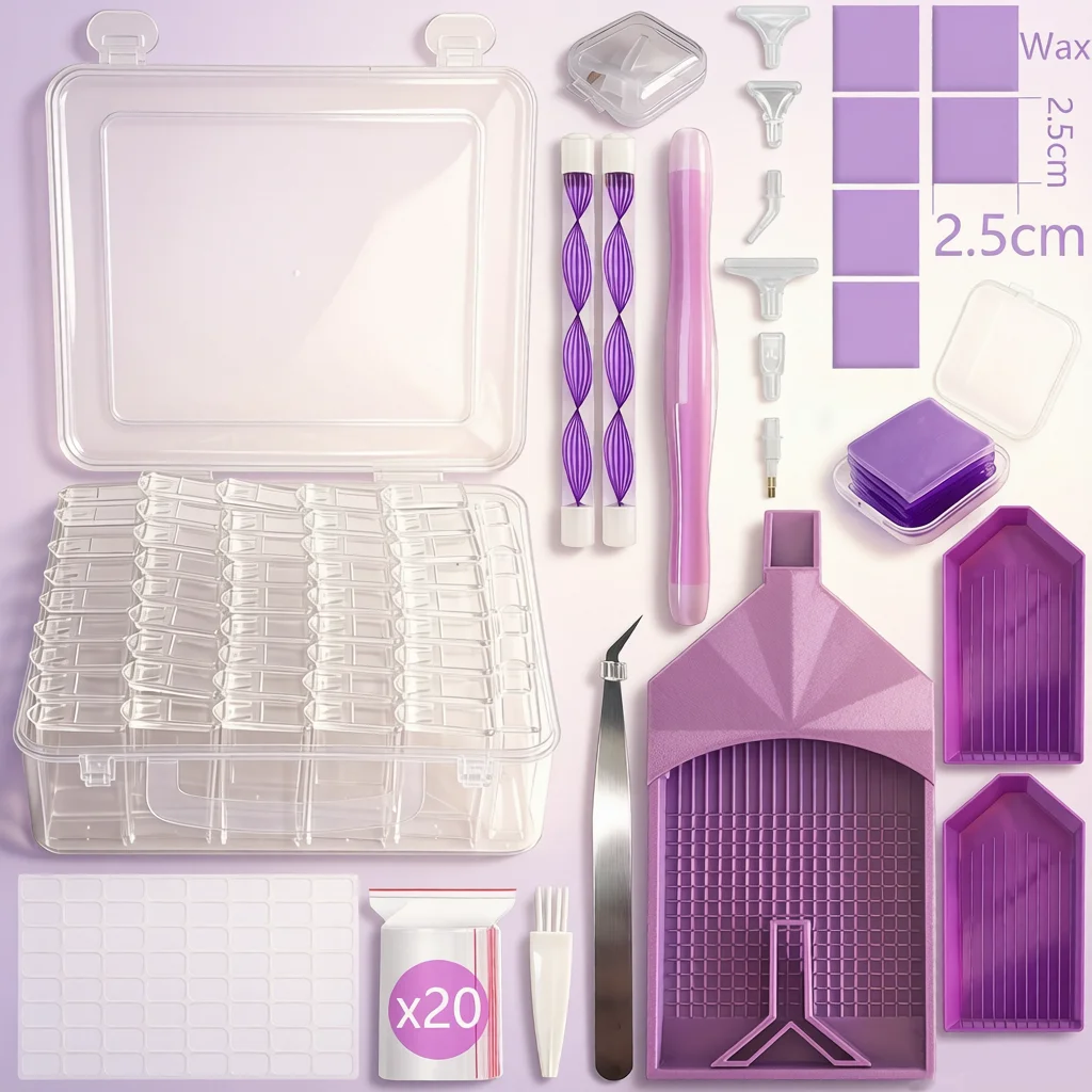 Diamond Painting Tools Kit for Adults - Complete Set with Storage Box Wax Tweezers Pens Tray DIY Craft Accessories for Hobbyists