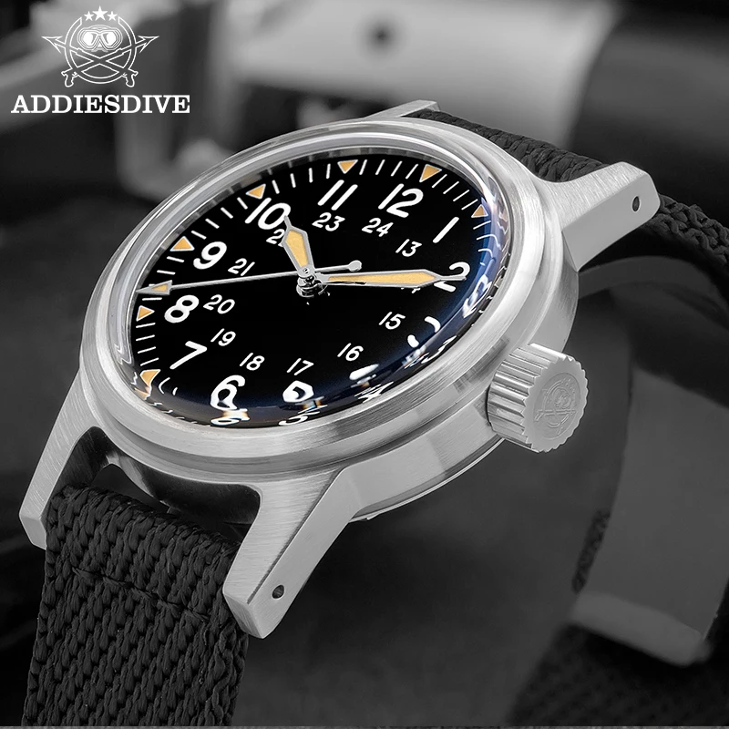 

ADDIESDIVE NH35 AD2088 Automatic Mechanical Watches Vintage Men's Watch 36mm Stainless 20Bar Waterproof C3 Luminous Sports Watch