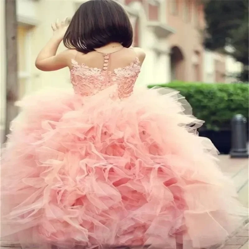 Vestidos de flores para niña, sin mangas, cuello redondo, hasta el tobillo, exquisito vestido de graduación de desfile de princesa para boda, vestido de noche de dama de honor