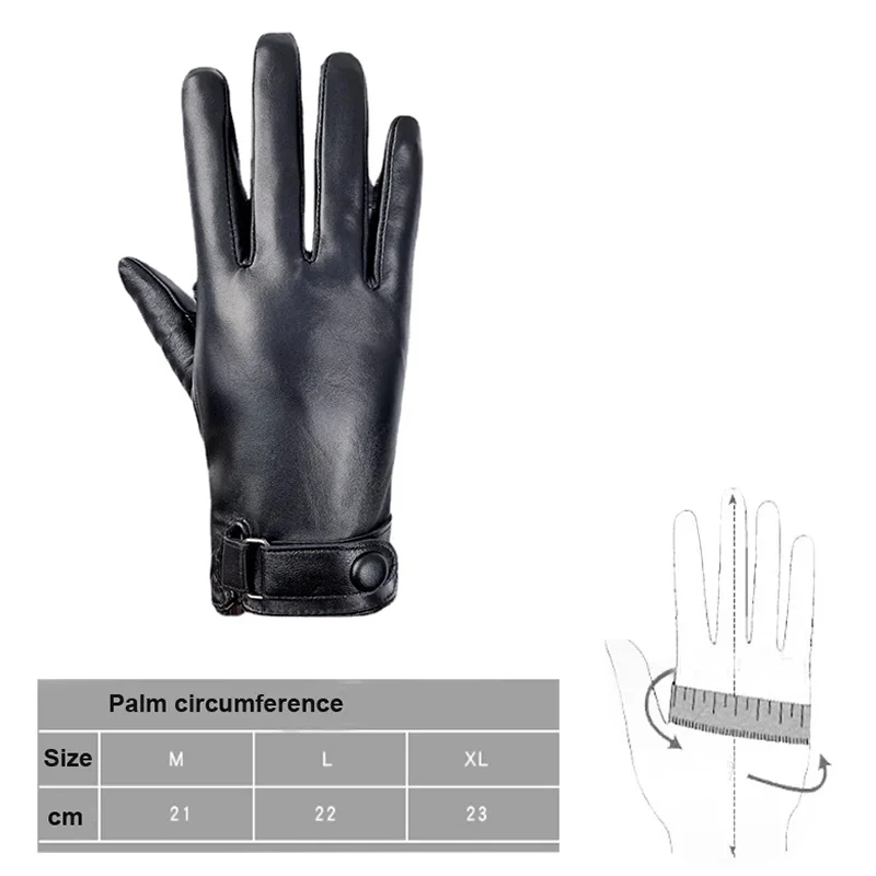 2024 Men\'s Sheepskin Leather Gloves Fashion Driving Riding Gloves Warm Cashmere Lined Thin Mittens For Male Ideal Gifts For Men