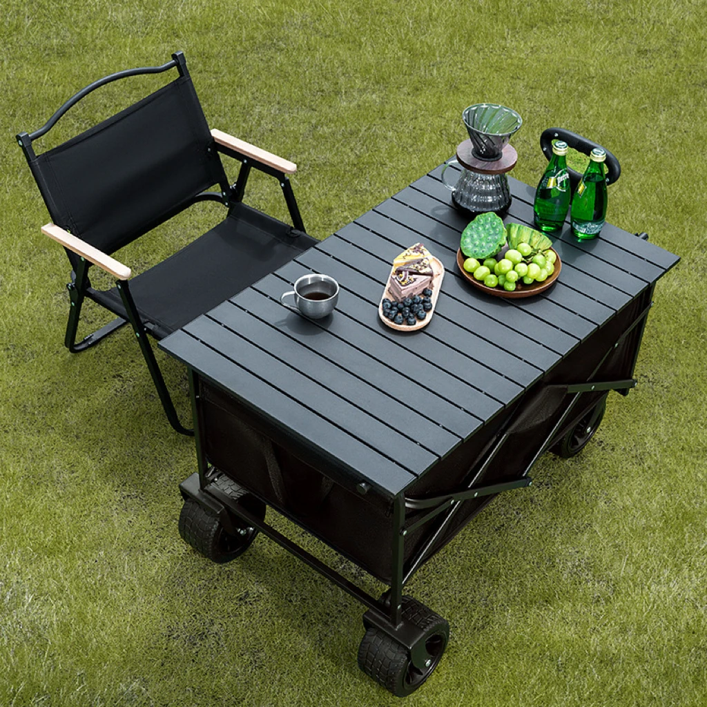 

Portable Folding Wagon Cart with Big Wheels Heavy Duty Utility Trolley for Outdoor Beach Camping Garden Storage Use