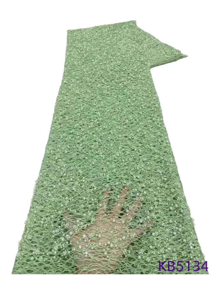 

Французская сетчатая тюлевая кружевная ткань с бисером, высококачественная африканская тюлевая кружевная ткань 2026 года с пайетками для пошива вечерних платьев KB5134