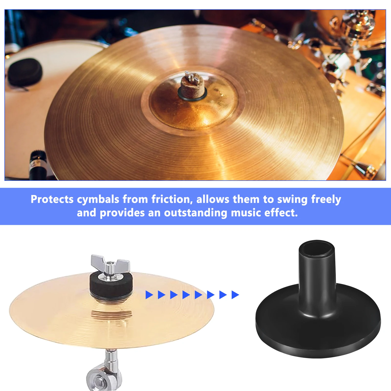 

20Pcs Black Plastic Cymbal Stand Sleeves Compact Size Easy to Install Cymbal Protection Accessories for Drum Kit Percussion