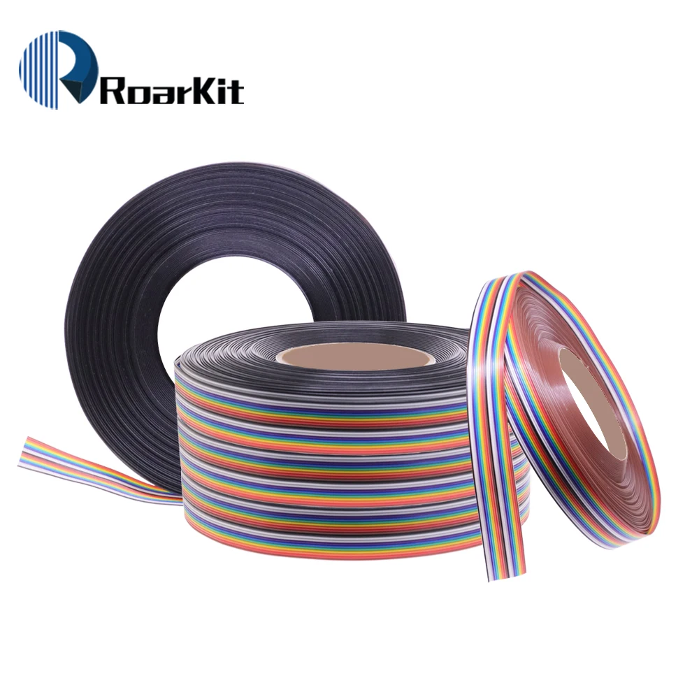 1Meter 10P/12P/14P/16P/20P/26P/34P/40P/50P 1.27mm PITCH Color Flat Ribbon Cable Rainbow DuPont Wire for FC Dupont Connector