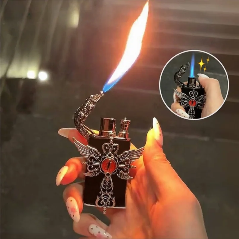 

High End Fashion Dual Flame Inflatable Lighter Metal Windproof Jet Flame Outdoor Portable Lighter Personalized Smoking Gift