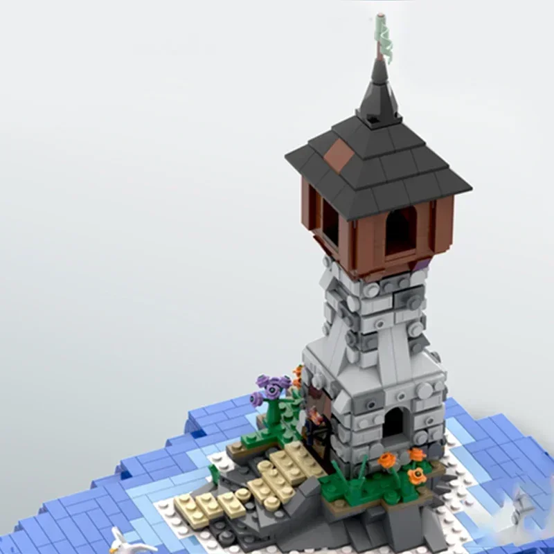Moc blocos de construção modelo de castelo modular mini farol tijolos técnicos diy montagem brinquedos de construção para crianças presentes do feriado
