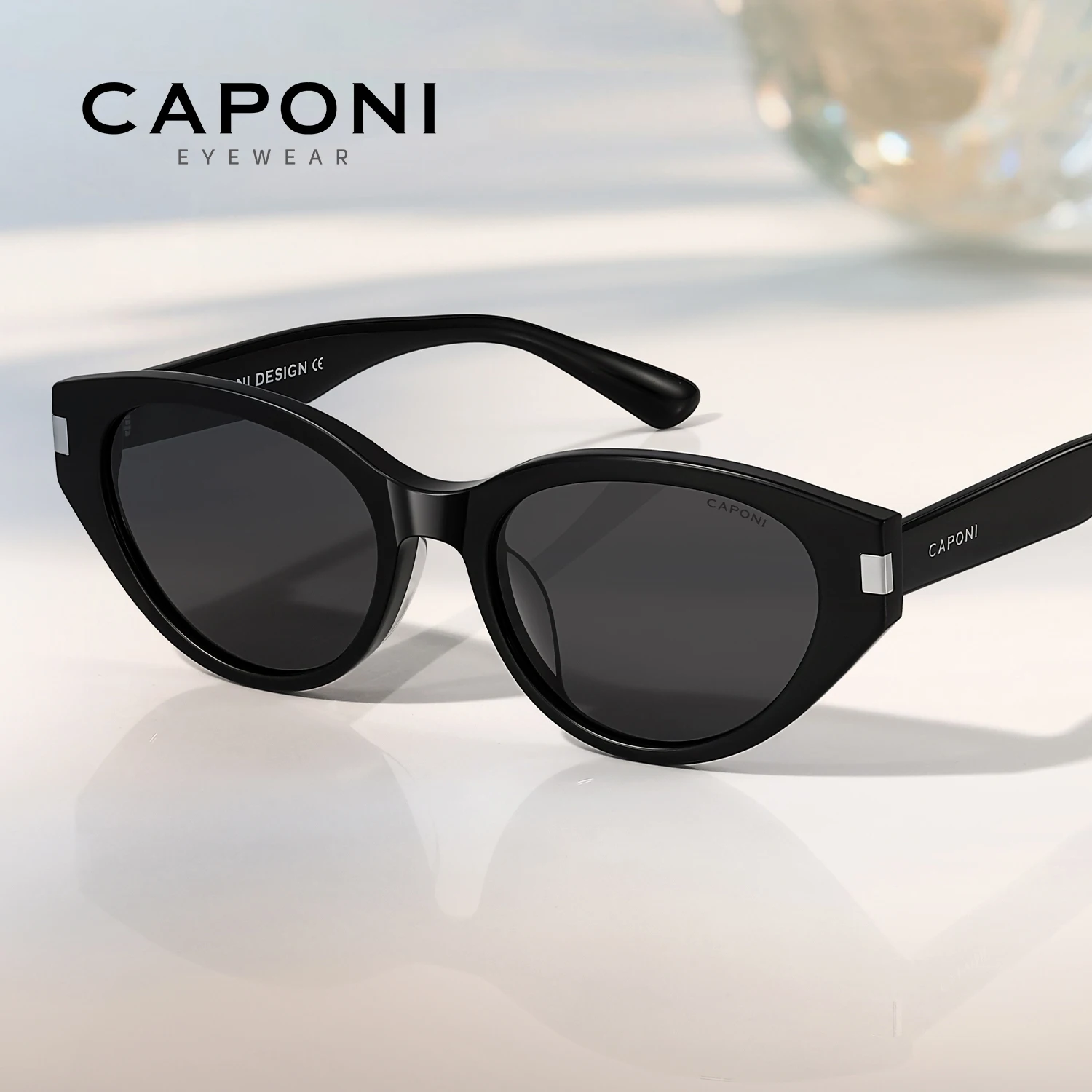 

CAPONI новые поляризационные женские солнцезащитные очки «кошачий глаз» из ацетата, уличные модные винтажные солнцезащитные очки UV400, дизайнерский бренд, черный оттенок CP35019