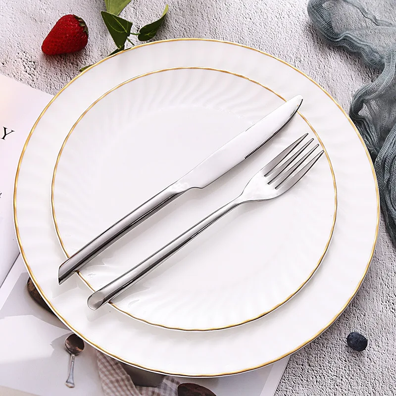 24Pcs Luxury Cutlery Set Top Quality Stainelss Steel Knife Fork Spoon Dinnerware Sets Western Tableware Set