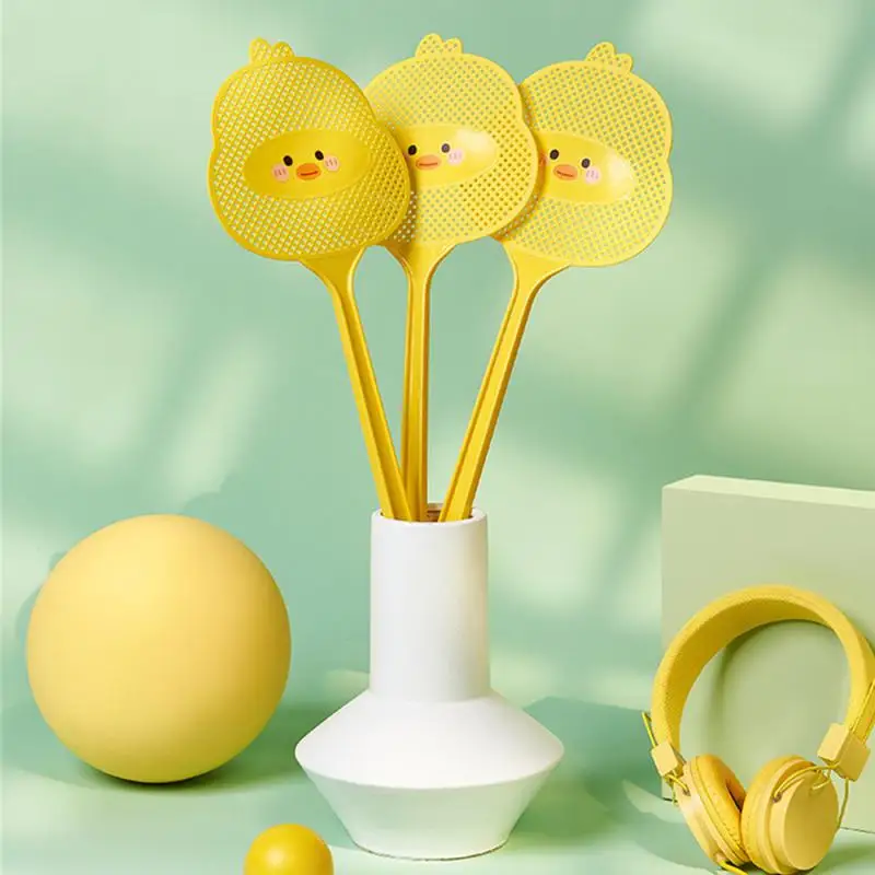 Little Yellow Duck Fly Swatter Cute Cartoon Styling Household Fly Swatter Lengthened Handle Thickened Pest Mosquito