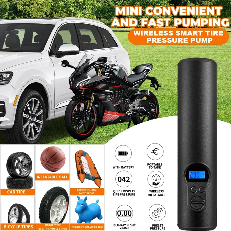 

Насос для накачивания 12 В, портативный автомобильный воздушный компрессор для мячей, мотоциклов, велосипедов, лодок, накачка шин, цифровой автоматический надувной воздушный насос