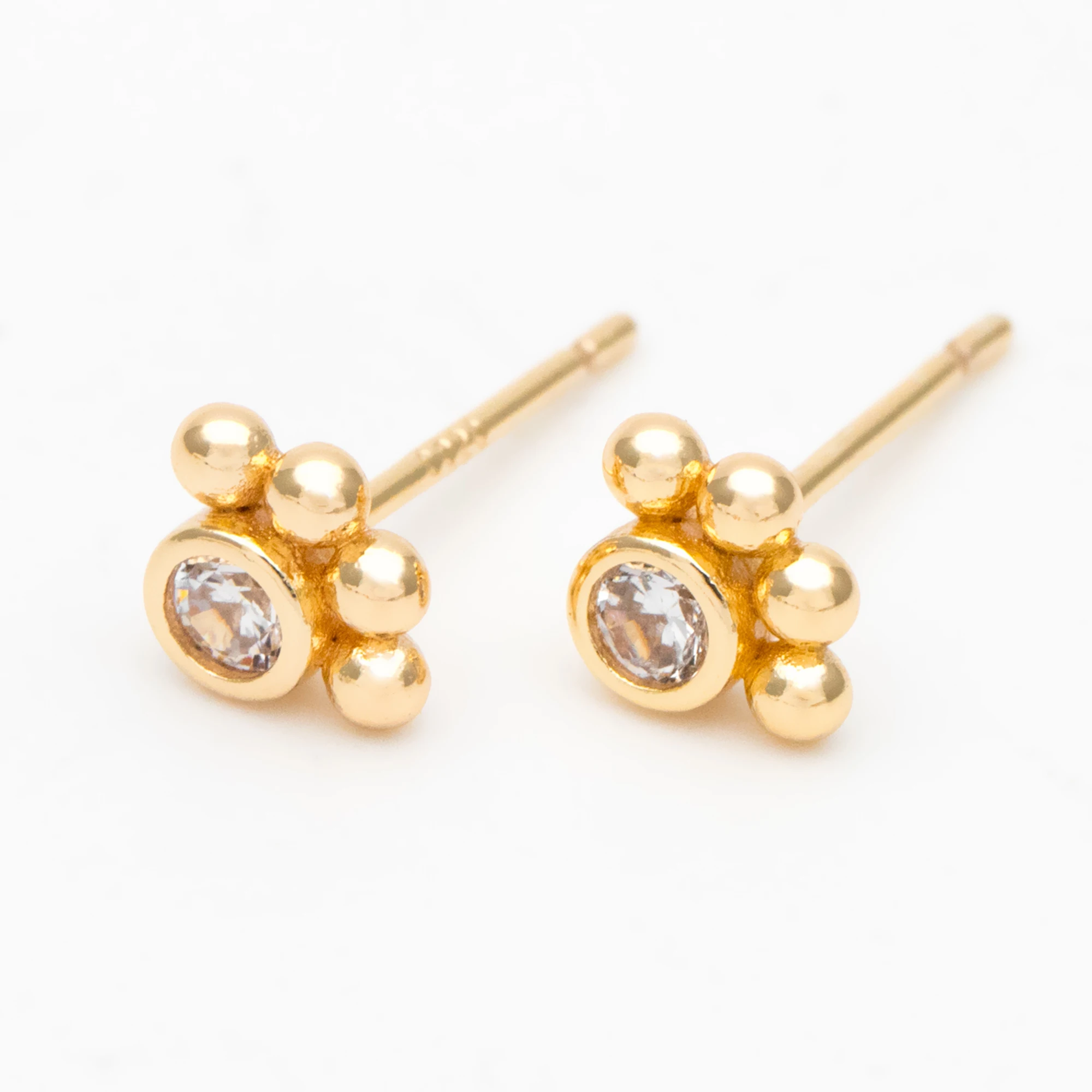 

10pcs CZ Paved Pet Paw Print Ear Posts 5x7mm, Gold Plated Brass Stud Earring (GB-3410)