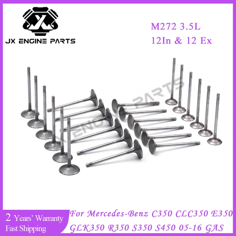 M272 24X Engine Intake Exhaust Valve Set For Mercedes-Benz 3.5 C350 CLC350 CLK350 CLS350 E300 E350 ML350 R350 SL350 3.5L GAS