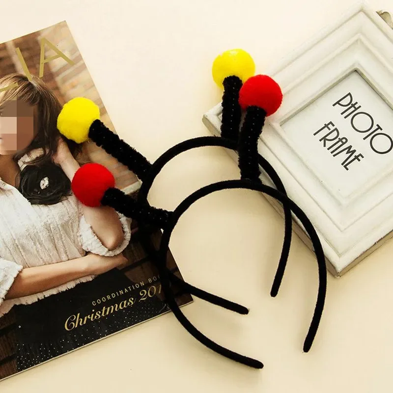 Party Fly Bee Ant Antennae Headband Black Yellow Ball Birthday Animal Hair Bands Plush Halloween Costume Cosplay