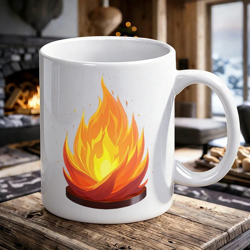 

Creative Flame Print Ceramic Mug, Coffee Cup, Milk Cup, Office Tea Cup, Drinking Cup, Fade-Resistant, Gift for Friends