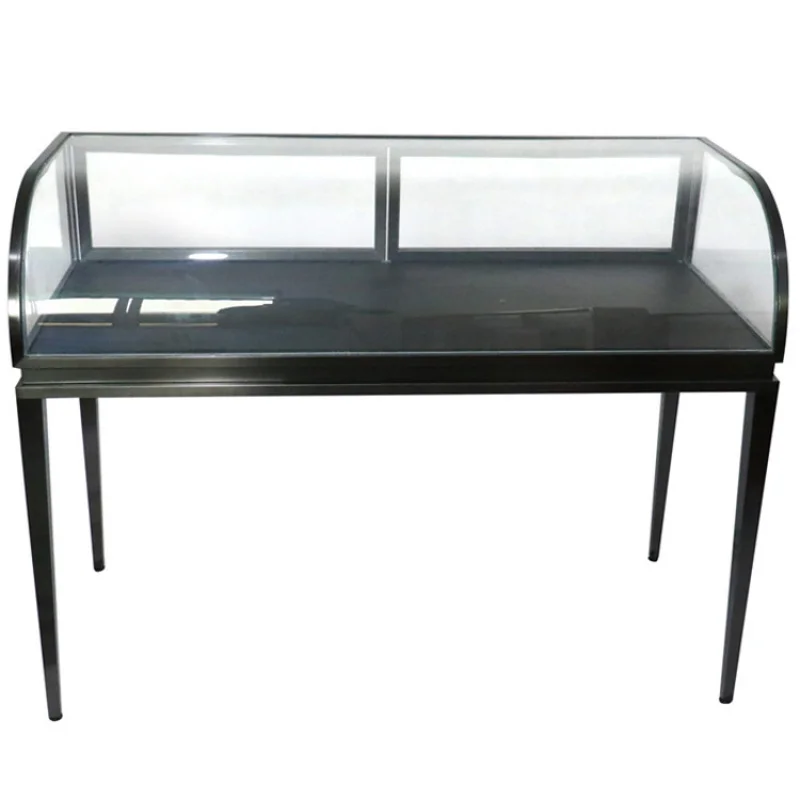 （customized）Customized Curved Stainless Steel Glass Display Retail Jewelry Store Furniture Jewelry Display Showcase Jewelry Cabi