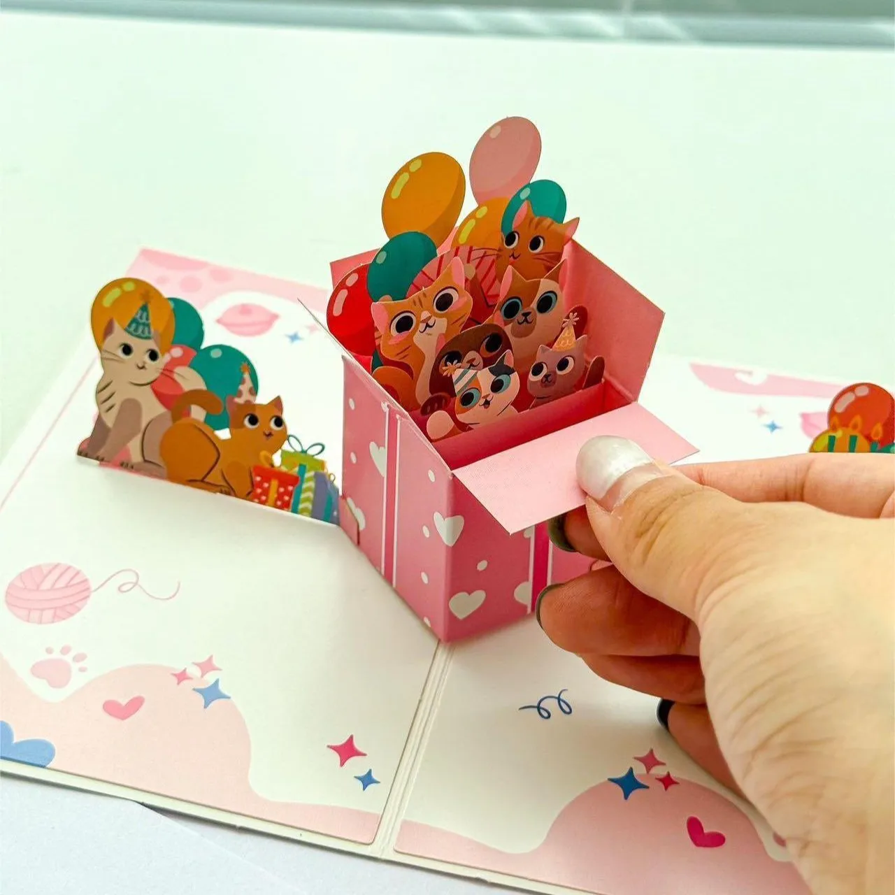 

Funny Cat Pop Up Birthday Card Cute 3D Birthday Cards for Adults and Kids with Envelopes Handmade Gifts for Mom Dad Friend