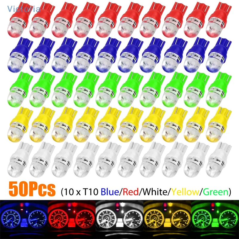 50PCS T10 194 168 2825 LED Speedometer Instrument Gauge Cluster Dash Light Bulbs