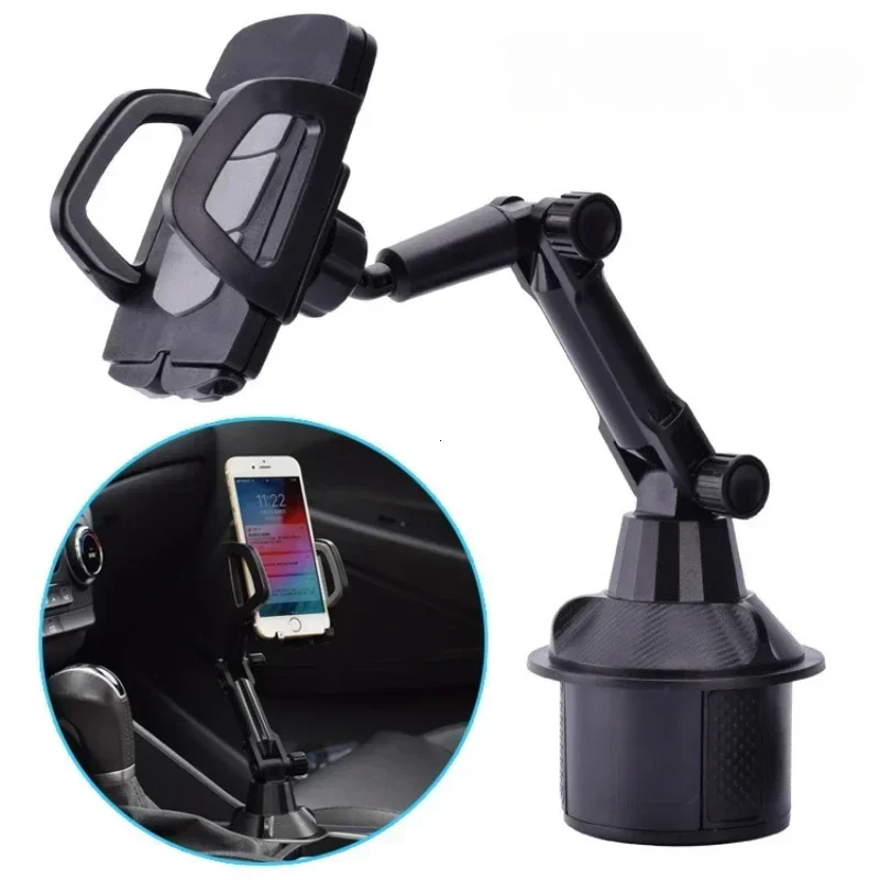 Car Cup Holder Phone Mount with Expandable Base Rotatable Height Adjustable Phone Clamp SUV Truck Automobile Accessories