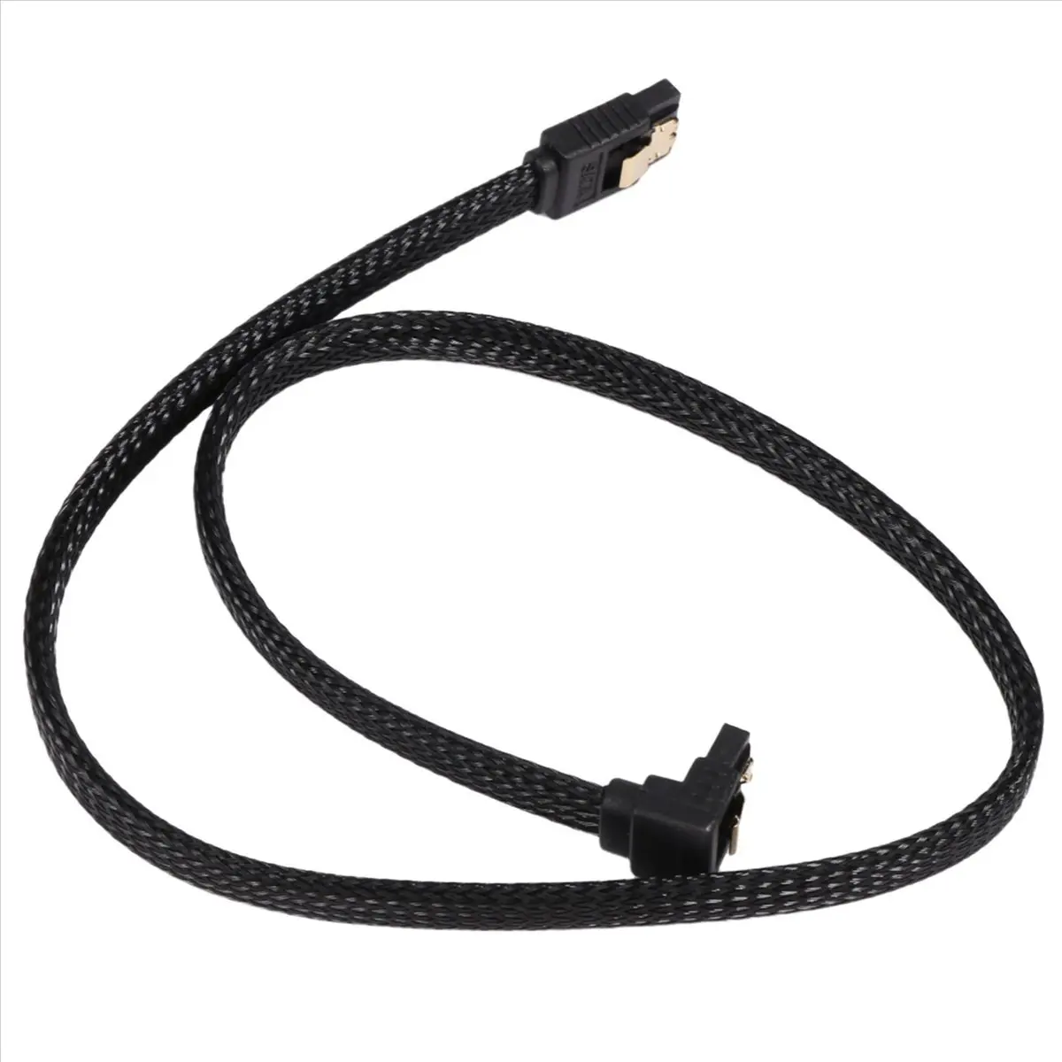 ABAN 50CM SATA 3.0 III SATA3 7pin Data Cable Right Angle 6Gb/s SSD Cables HDD Hard Disk Data Cord with Nylon Sleeved(Black)