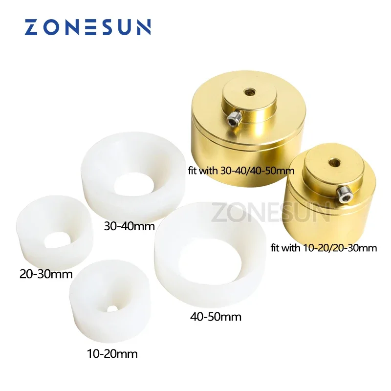 

ZONESUN capping Machine chuck cap for capper 28-32mm 38mm 10- 50mm round plastic bottle with security ring silicone capping