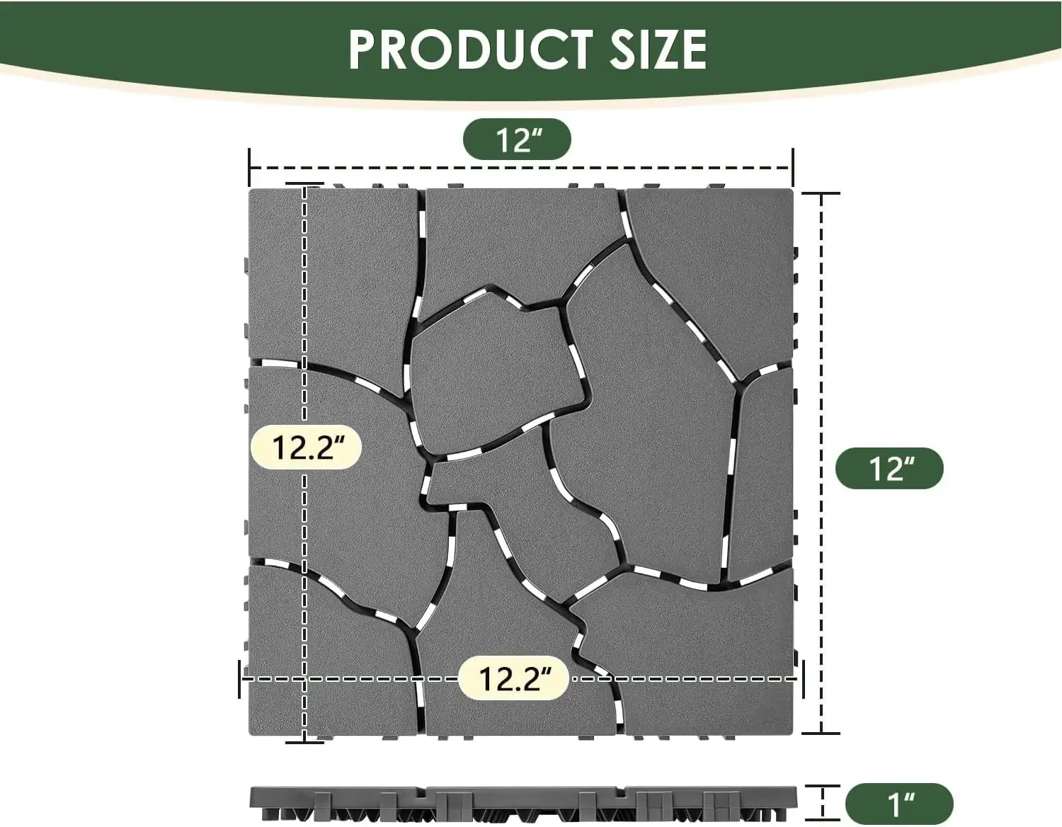 Interlocking Plastic Decking Tiles for Outdoor Flooring - 48 Pack - Durable Patio Tiles for Garden, Deck, or Balcony - Easy to I