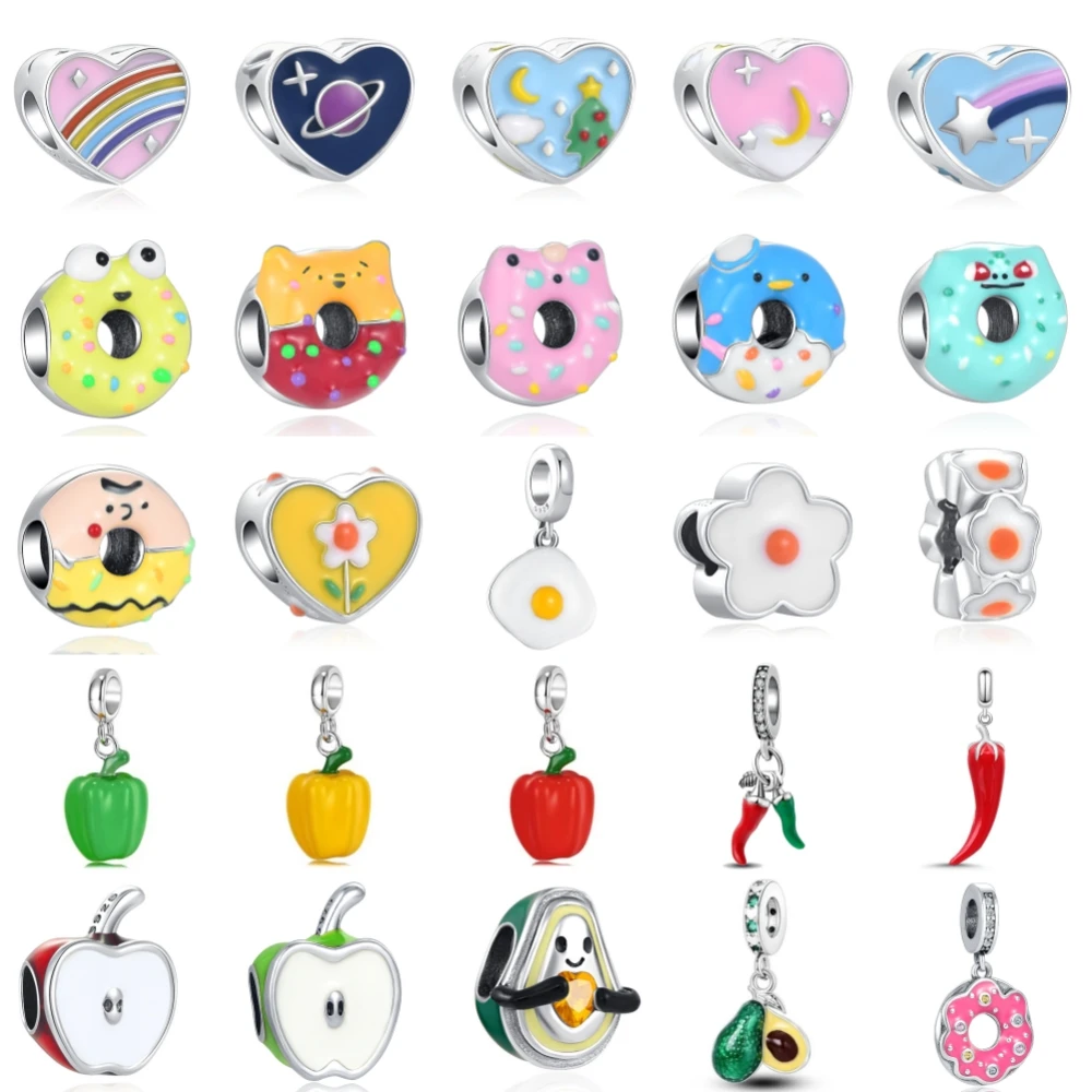 

Новый стерлингового серебра 925 пробы, пончик, перцовое яйцо, подвеска ley 925, цепочка из бисера, подходит для оригинального браслета с подвеской, женские украшения «сделай сам»