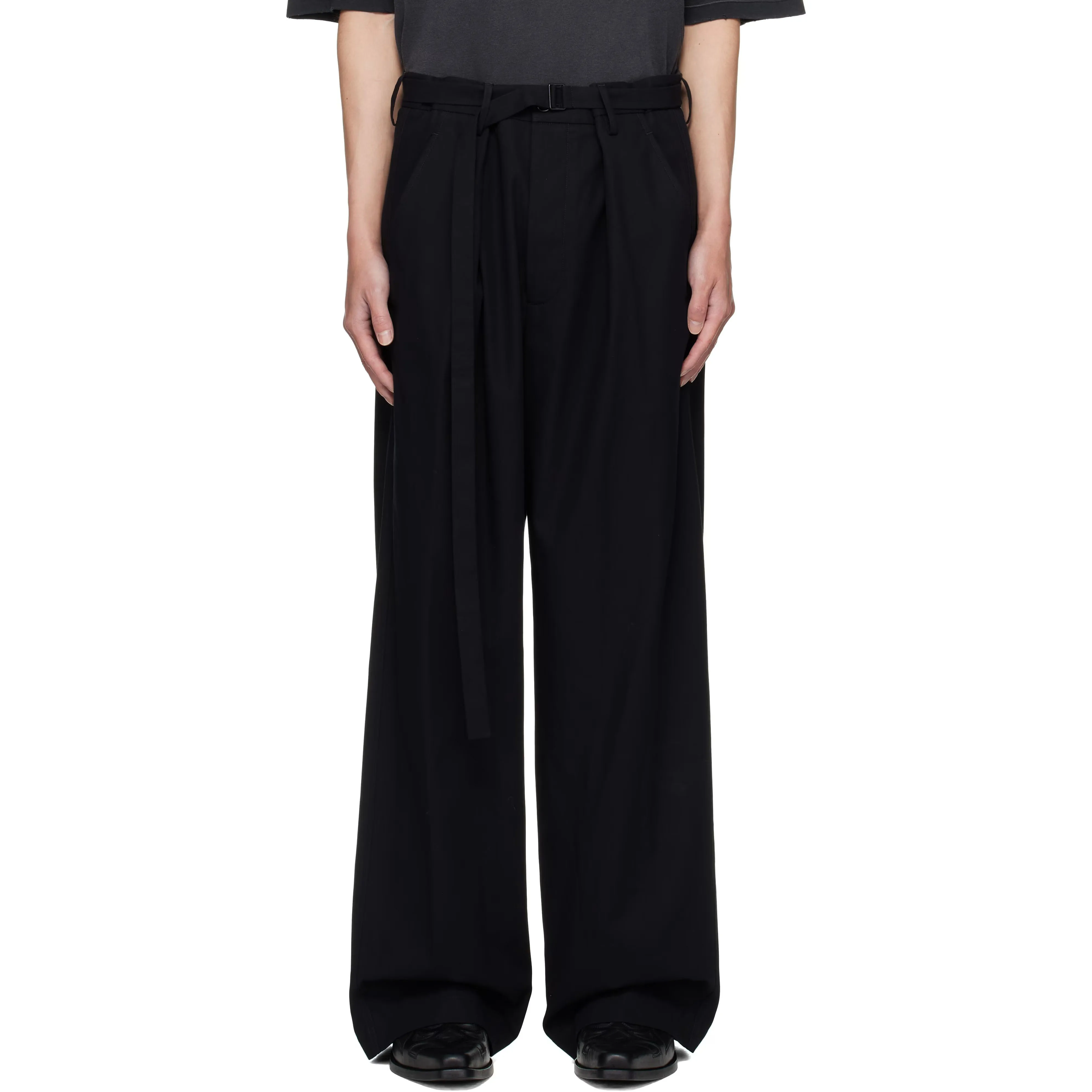 27-46 2026 roupas masculinas femininas originais rendas até calças soltas de perna reta calças de perna larga trajes plus size