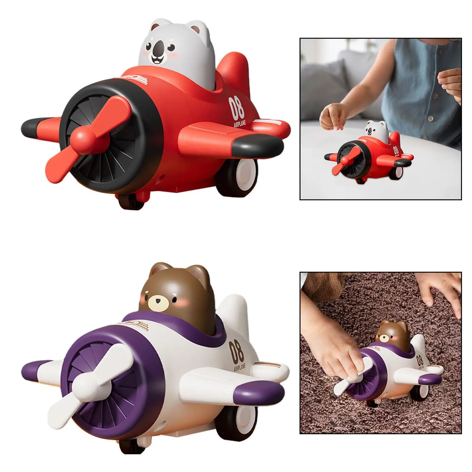 Baby Animal Racing Car Friction Toy Airplane for Boys and Girls Kids Gifts