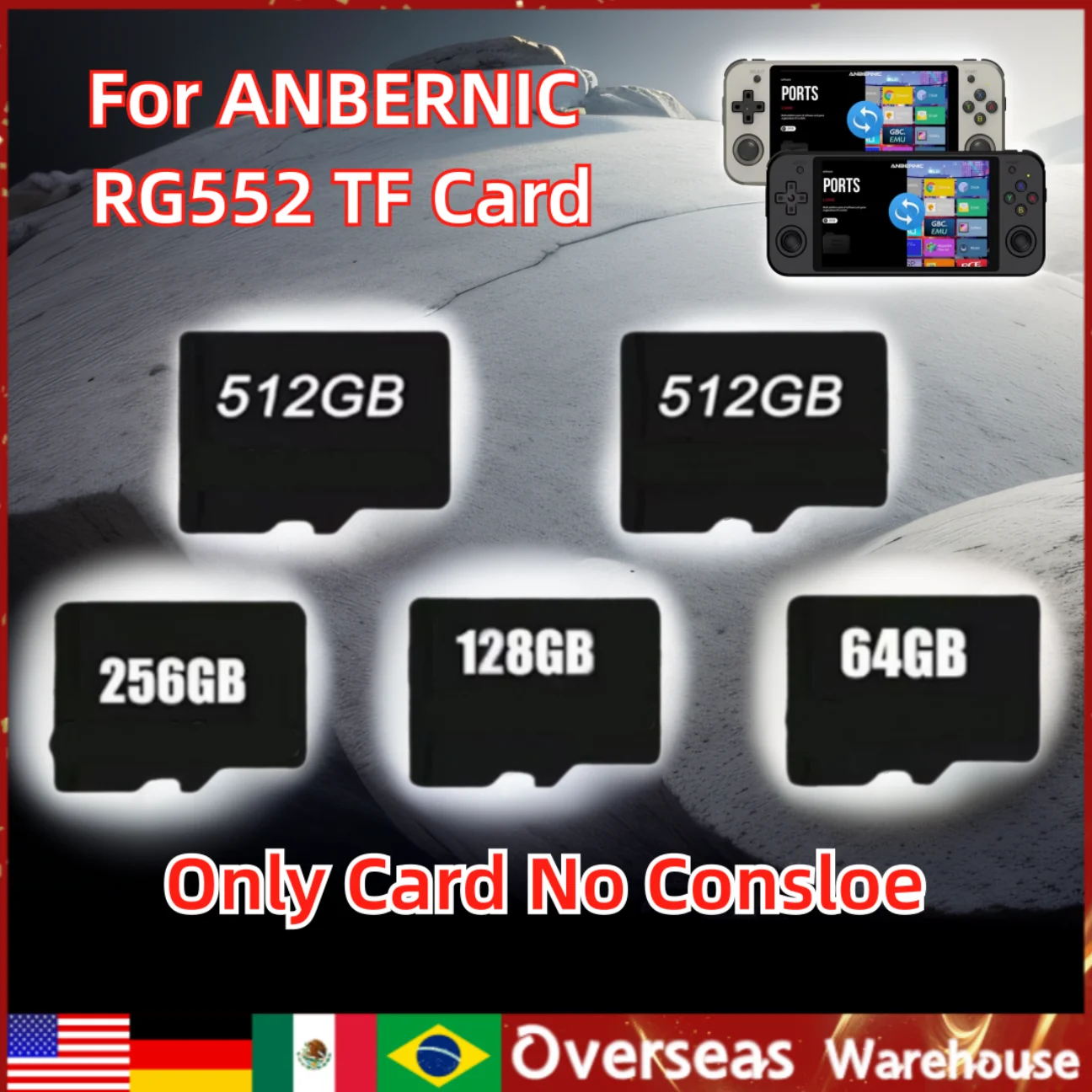 ANBERNIC RG552 Memory Card TF CARD Retro Handheld Game Console Psp Games 500 in 1 Card  GAMES Card Preloaded Games 128G 256G