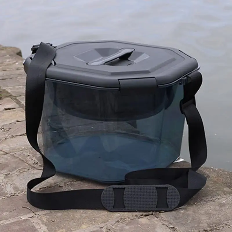 Live Bait Bucket 5 Gallon Multi-functional Bait Tank Fish Container Fishing Equipment With Shoulder Strap Handheld Live Bait