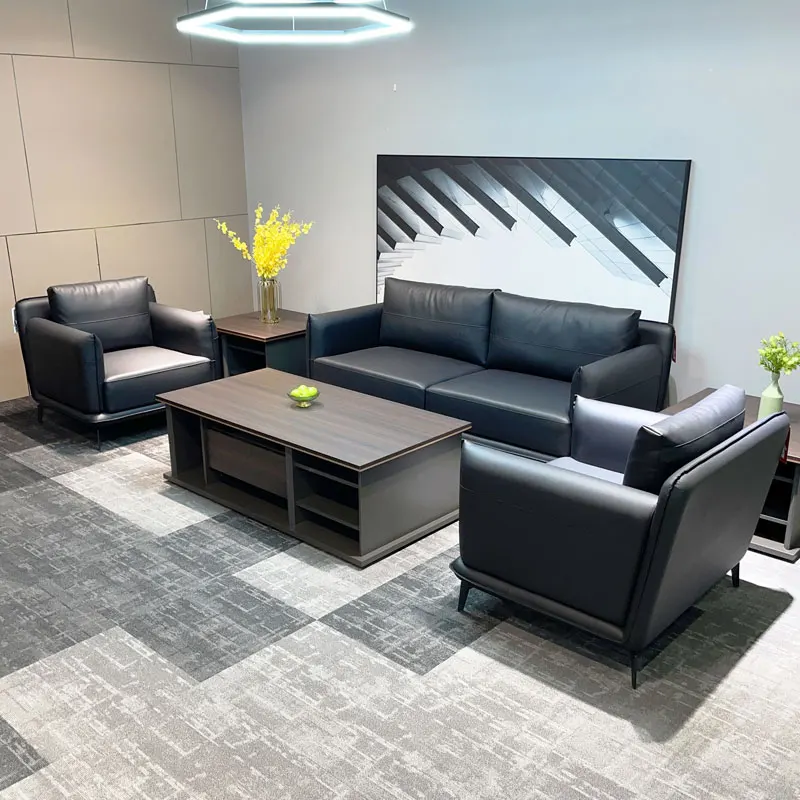 

Contemporary Leather Lounge Set Comfortable Executive Reception Home Office 1 3 Seater Modern Luxury Nordic