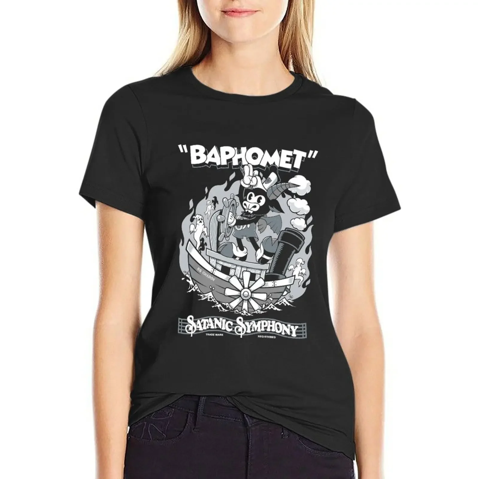 Vintage Cartoon Baphomet - Steamboat Baphy - Occult - Satanic Symphony Essential T-Shirt tees t shirts for Womens