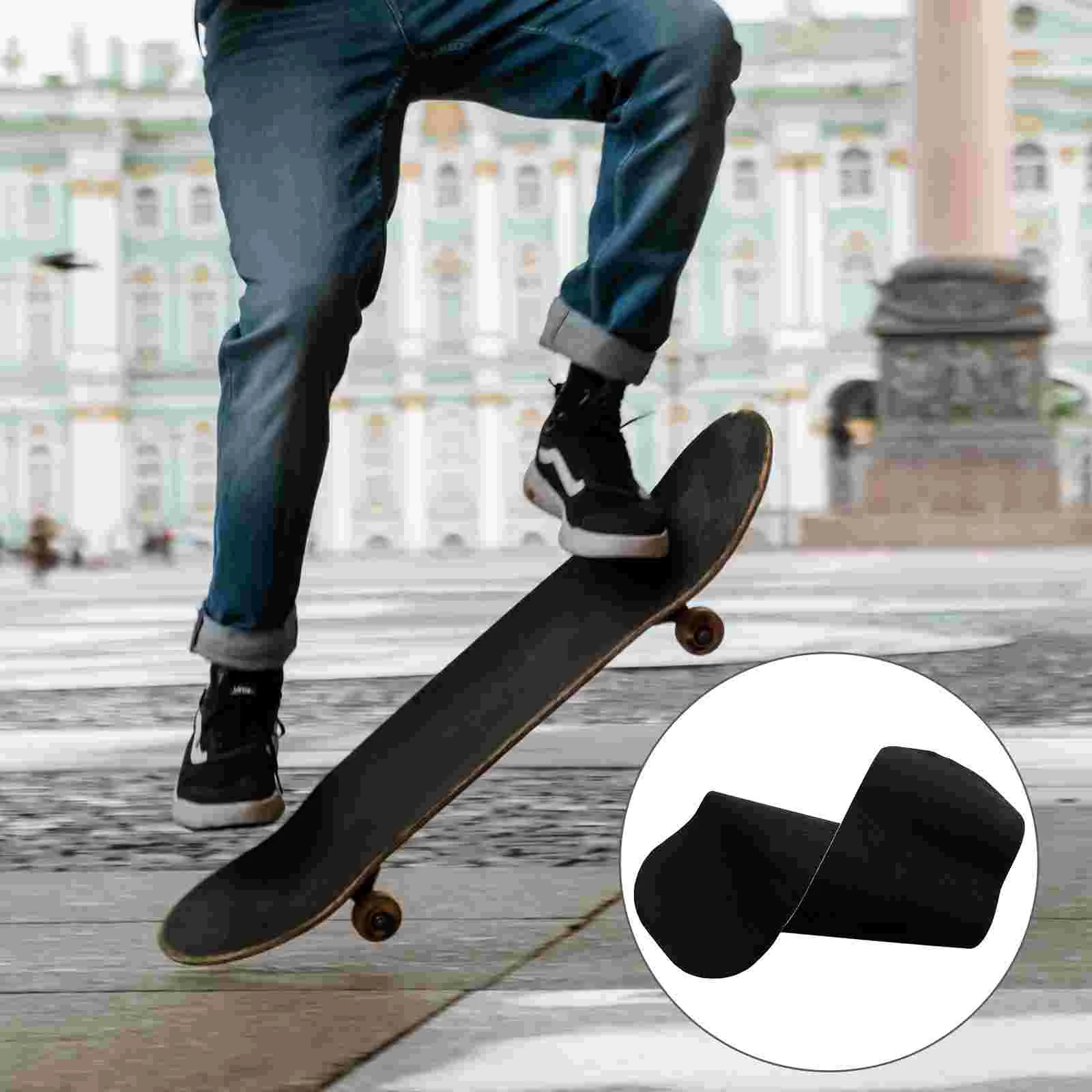 Skateboard Grip Tape Sheet Sandpaper for Stairs Pedal Wheelchair Size 80x20cm (Black, Random Protective Film Color)