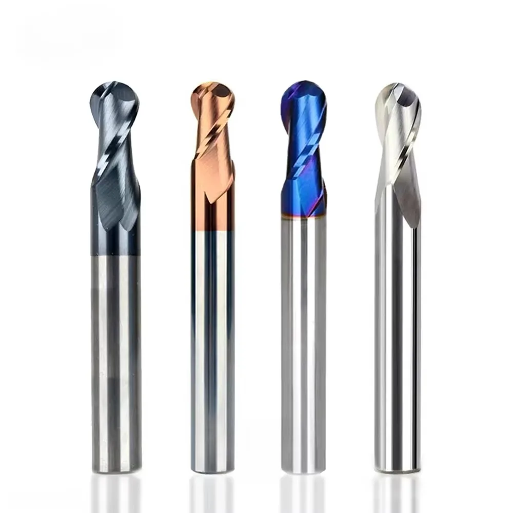 WOY Ball Nose End Mill Tungsten Carbide Cutter CNC Router Bit Milling Tool R0.5 6mm 8mm 10mm HRC45 55 65 2 Flute