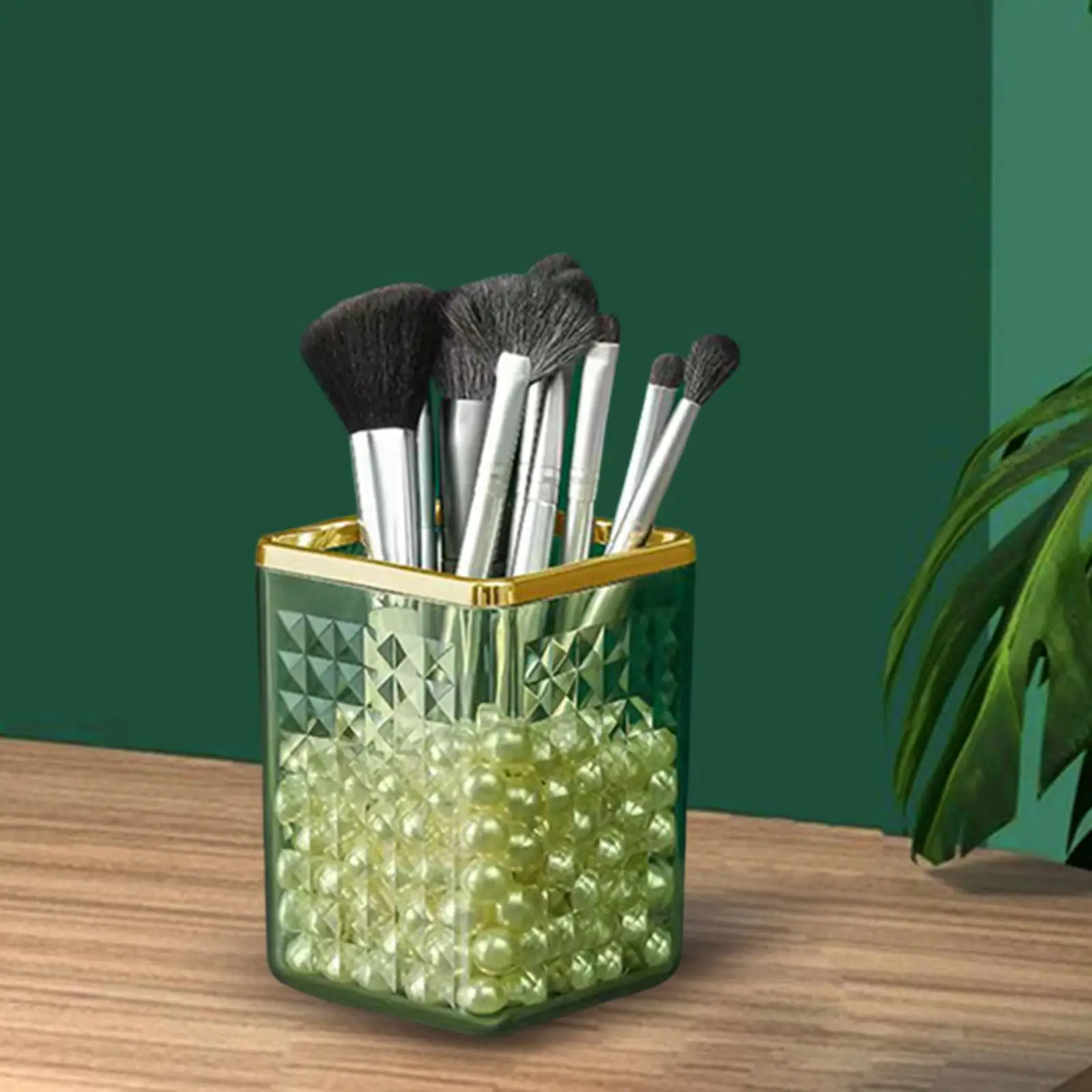 2xPencil Cup Home Stationary Organizer for Pencils Markers Makeup Brush Green