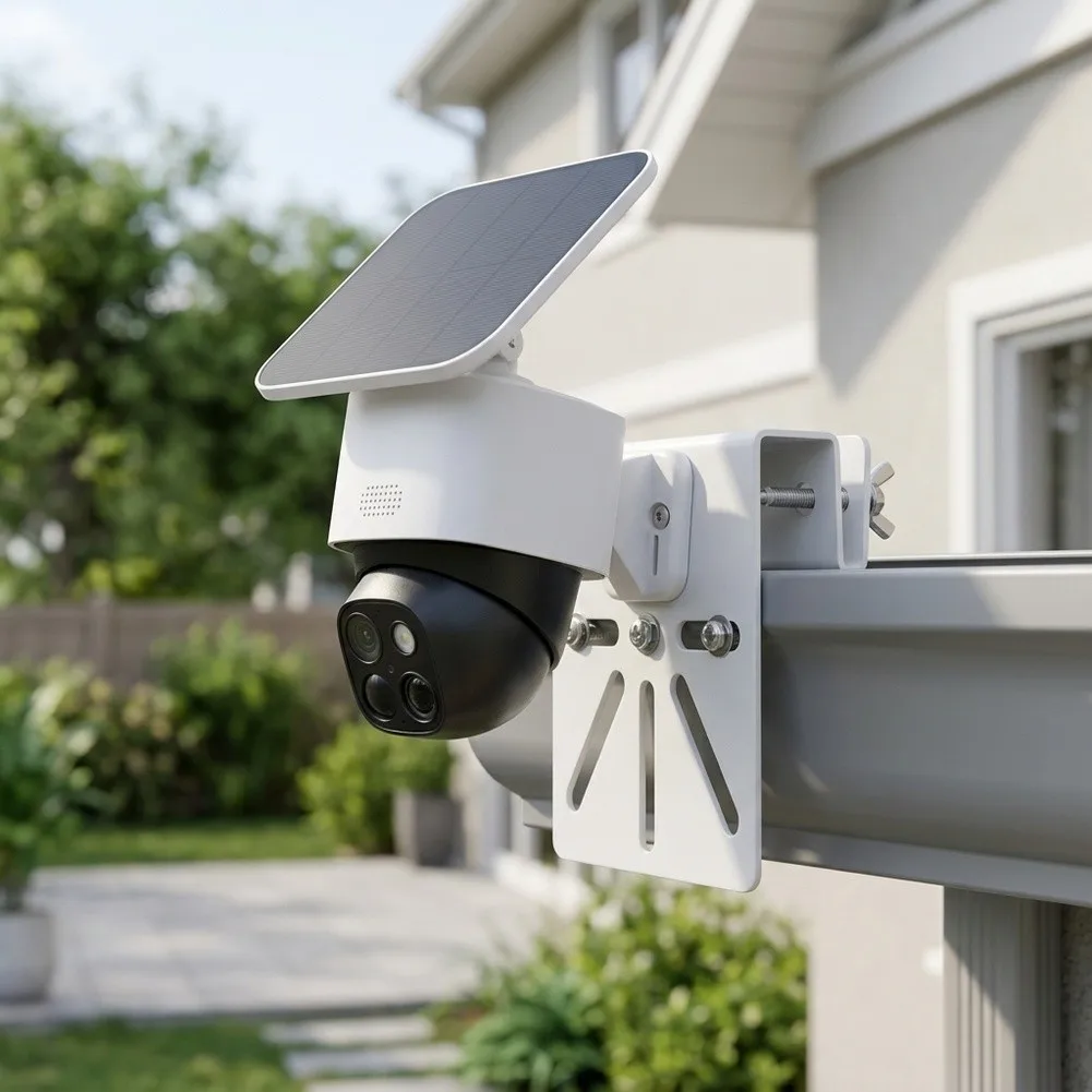 Outdoor Security Holder Gutter Mount For Outdoor Surveillance White Cable Tool-Free Installation Weather Resistant