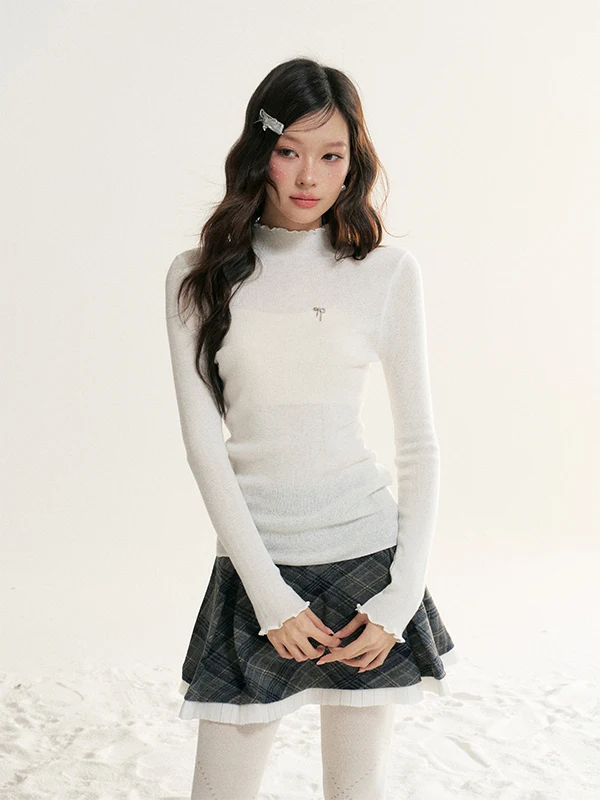 

Женский вязаный свитер 6DEWS с длинными рукавами, повседневный, приталенный, с высоким воротником, из мягкой ткани, круглый вырез, стандартная длина, зимний топ