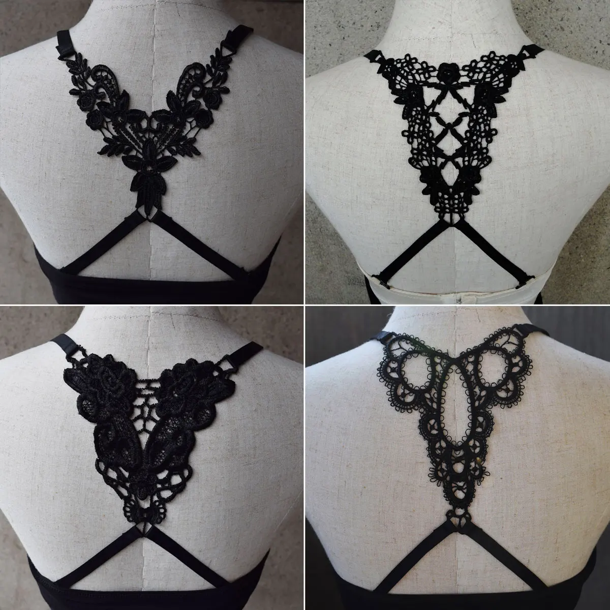 Bretelles de soutien-gorge réglables en dentelle, Sexy, motif papillon fleur, croisé, dos nu, bretelles d'épaule, sous-vêtements pour femmes, accessoires intimes Dentelle Papillon Fleur Lingerie Bretelles