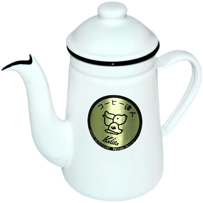 

Japan Original Kalita Enamel Porcelain Coffee Pot, Hand Brewing Water Fine Mouth Coffee Pot, Crane Spout, 1L