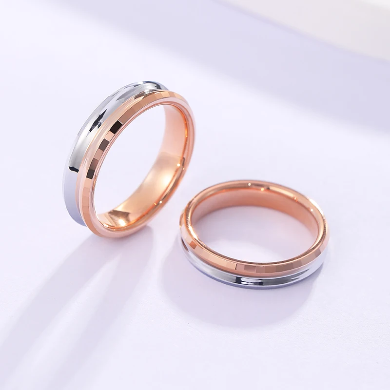 Anillos de amantes de tungsteno para hombres y mujeres, moda versátil, dedo índice, sentido avanzado de superficie de corte cóncavo, grabado