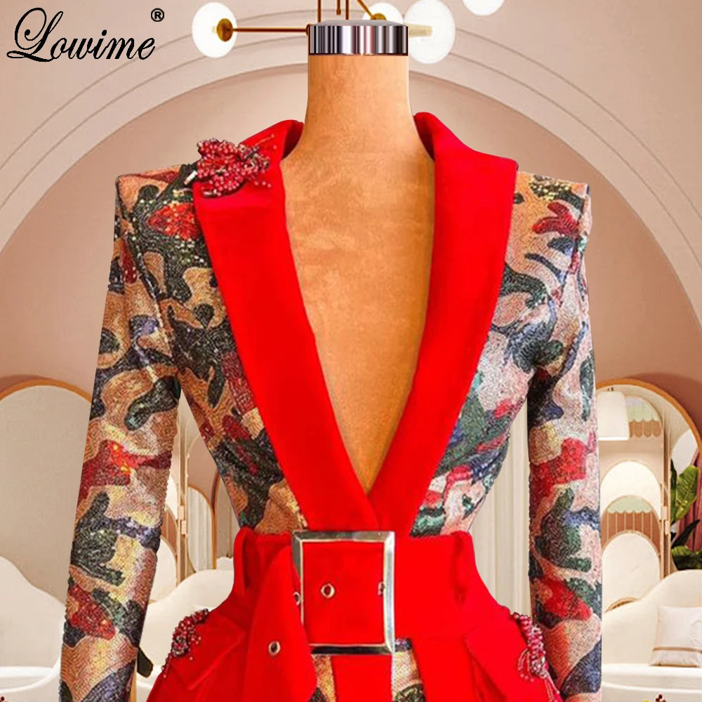 2023 Haute Coutures Short New Fashion Celebrity Dresses For Women V-Neck Red Carpet Runway Dresses Daily Wear Vestido Feminino