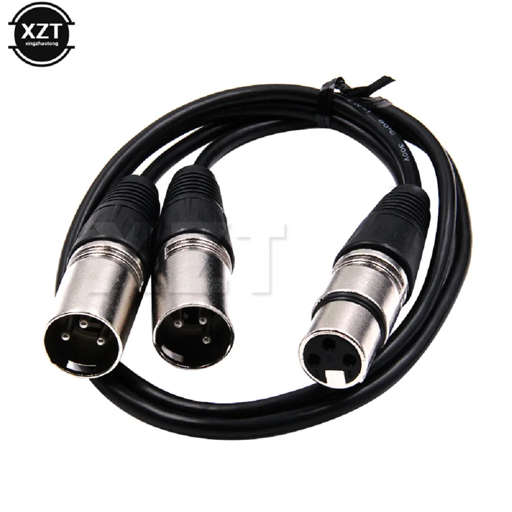 XLR Female Double Male Audio Line XLR CANNON Female Two Male 3 PIN Audio Cable XLR Y-Split Male 3P Cannon Spliter Converter 50CM