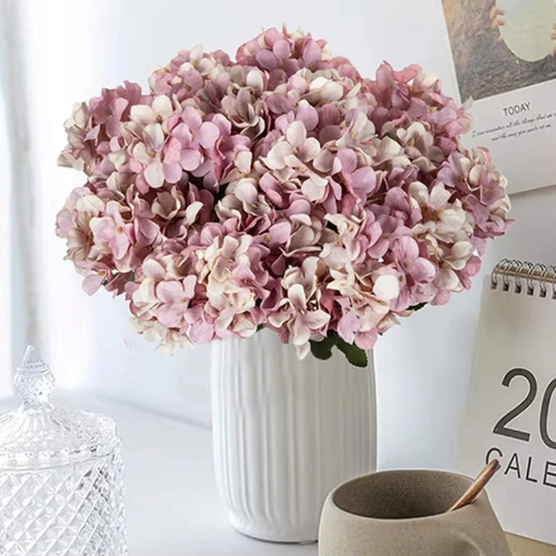 

5pcs Silk Artificial Flowers Hydrangeas Wedding bridal bouquet Home Table Centre Arrangements Garden archway Festival Gift Decor