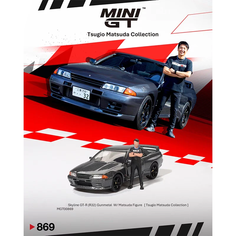 PreSale MINIGT 869 1:64 Skyline GTR R32 Gunmetal With Figure Diecast Diorama Model Collection Miniature Toy