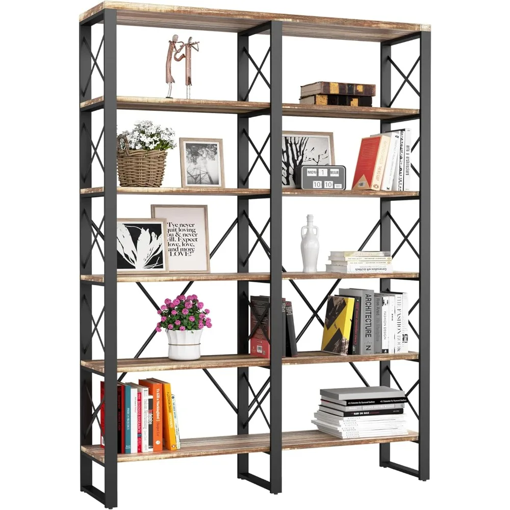 Bookshelves Double Wide 6-Tier 76