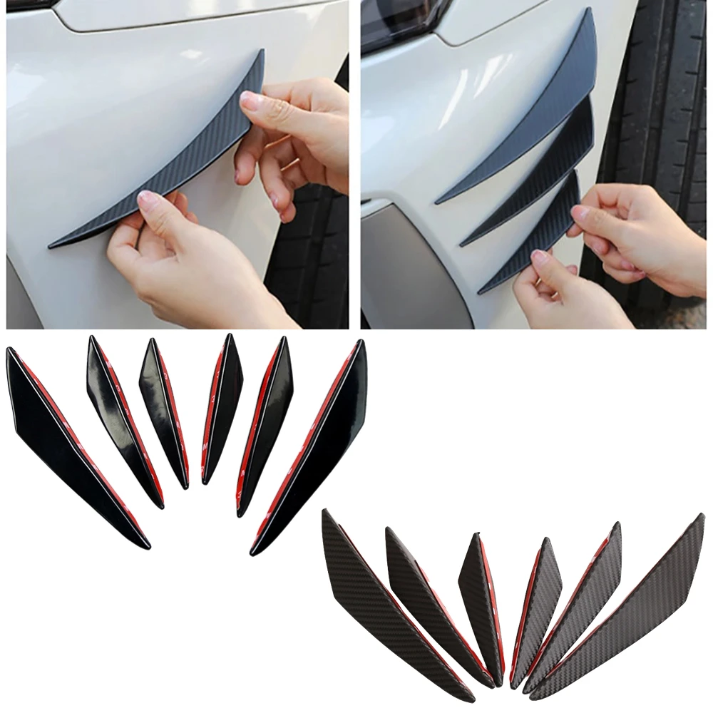 6Pcs/Set Universal Front Bumper Lip Decoration Diffuser Splitter Fins Body Spoiler Canards Car Tuning Canard Exterior Parts