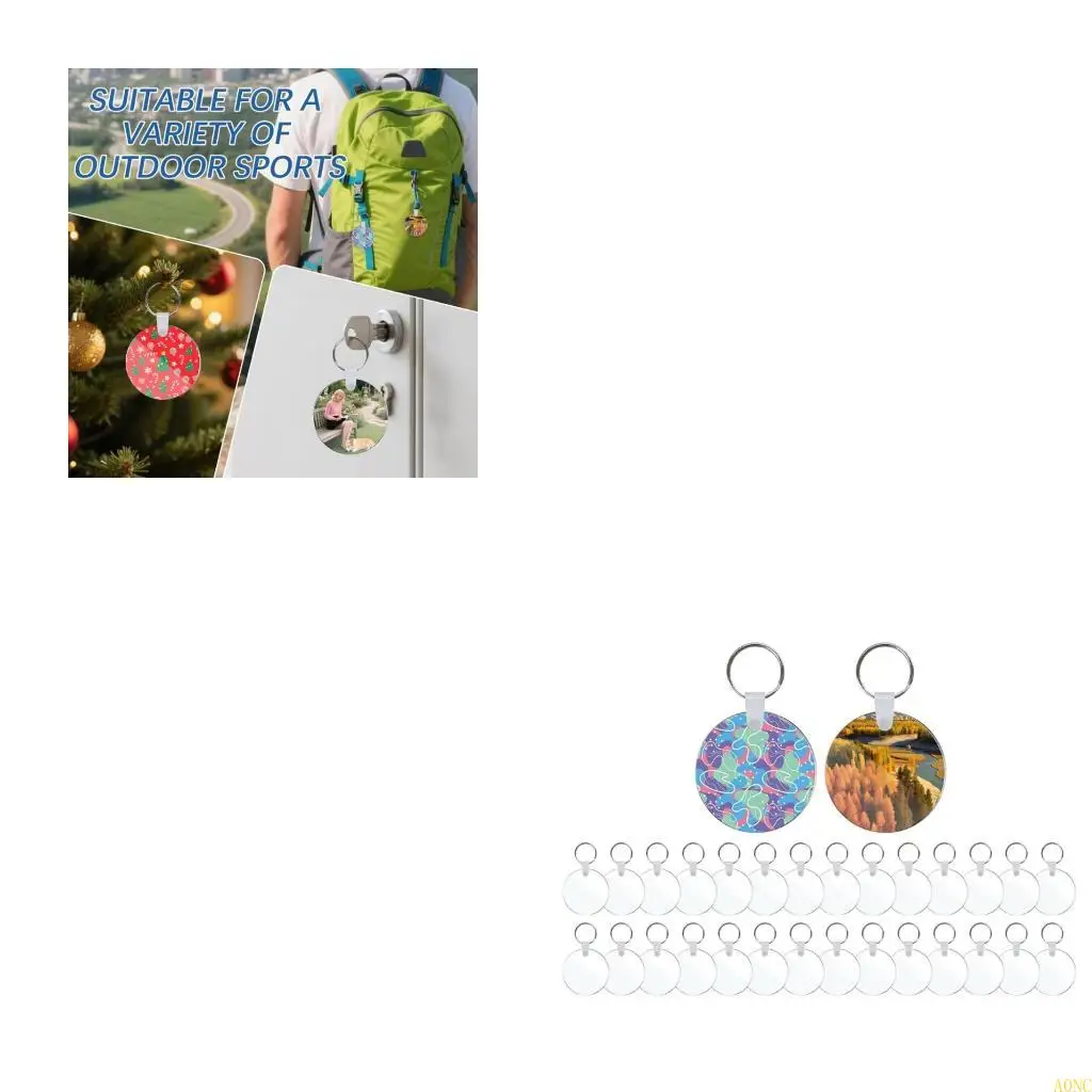 

A0NC Acrylic Sublimation Keychain Blanks Double Sided Heat Transfer Blanks Board with Rings and Clips for Craft Projects